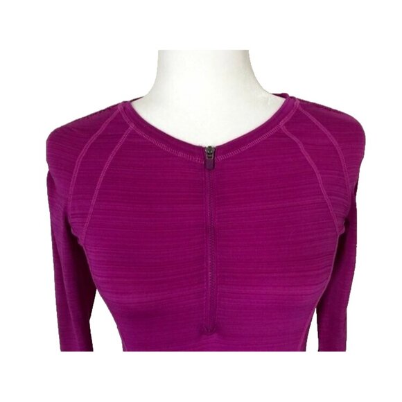 ATHLETA Long Sleeve 1/2 Zip Running Top Size XS Magenta Purple Fitted - Picture 2 of 9